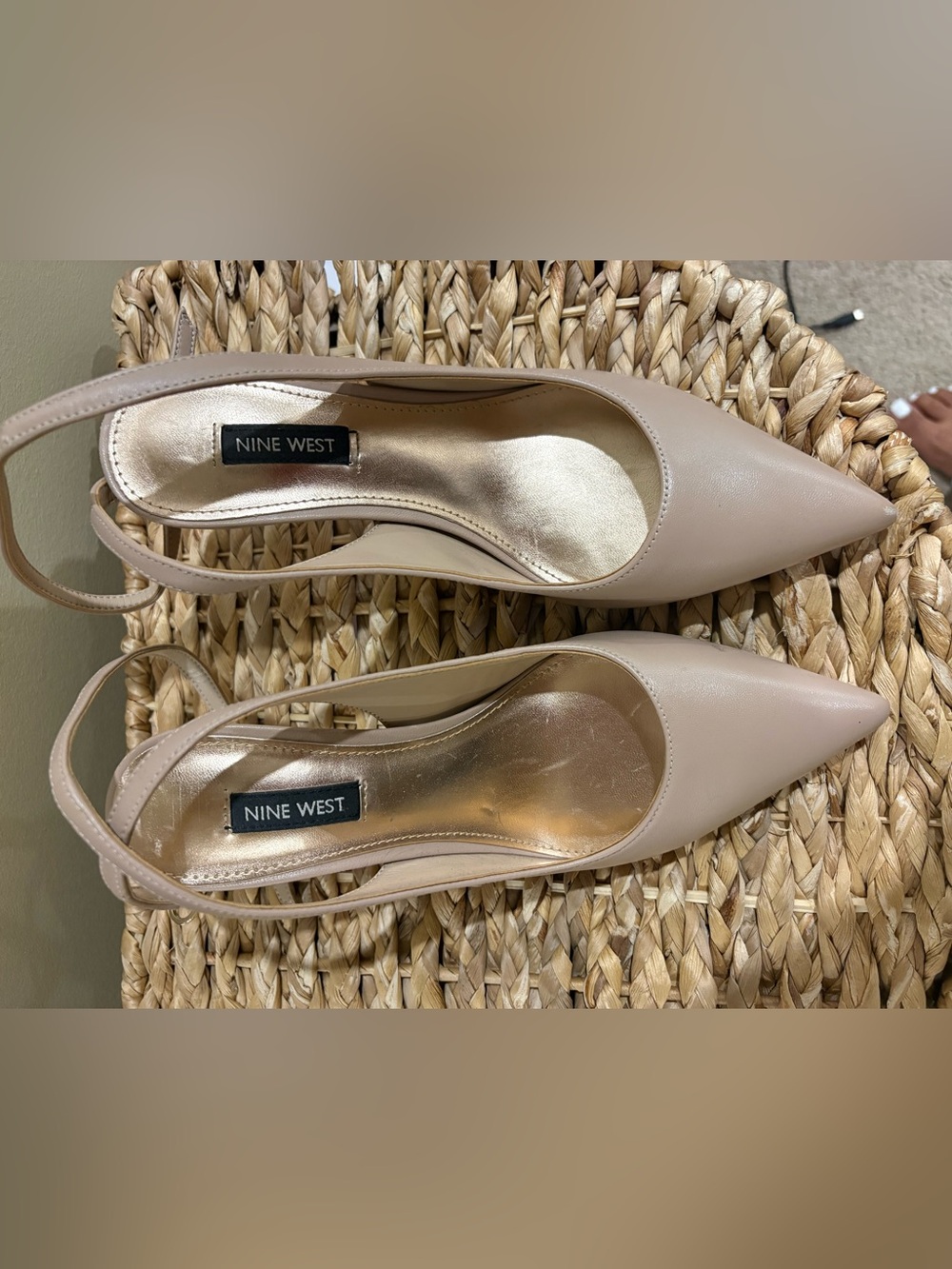 Nine West Taupe Slingback Leather Heels